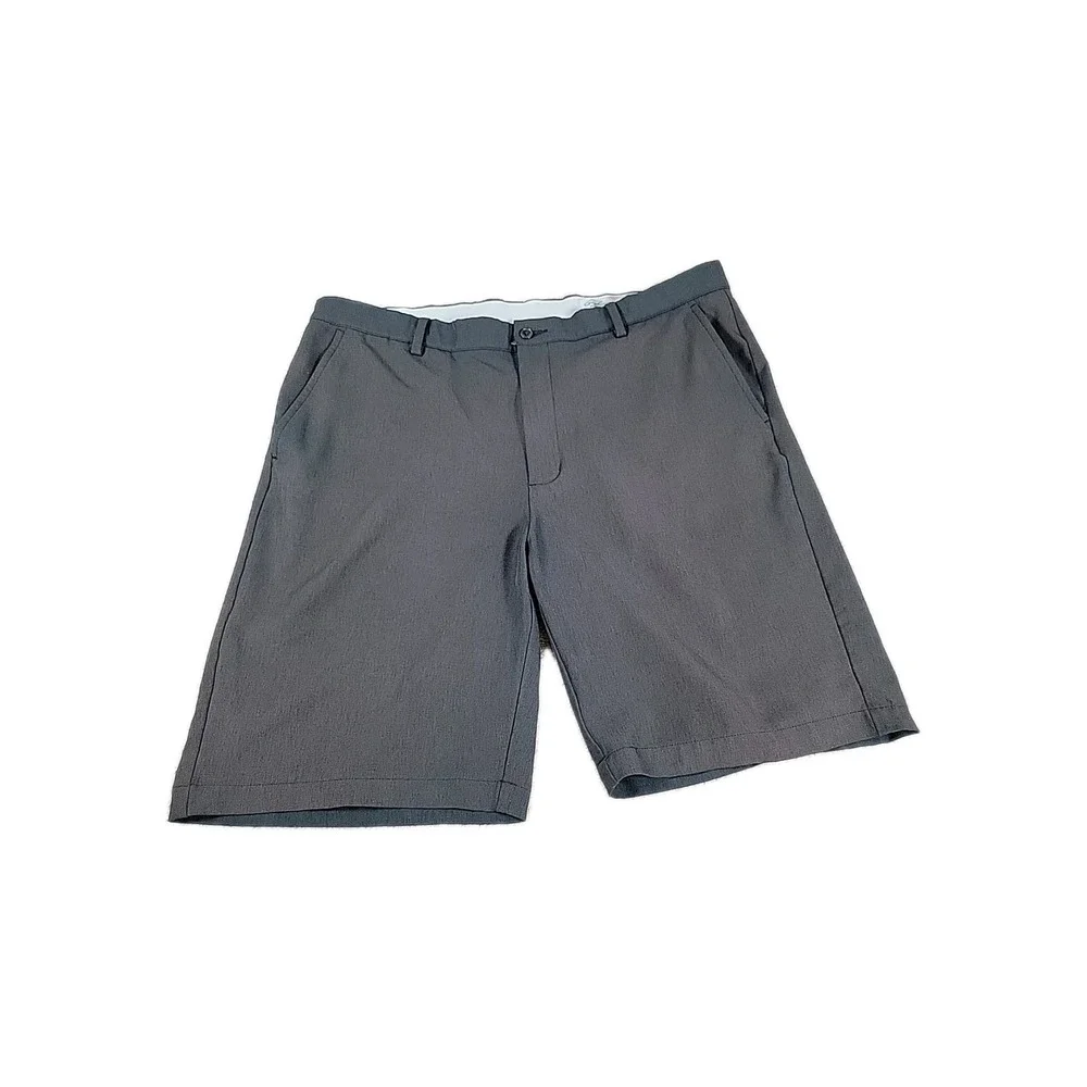 Greg Norman Men's Golf Shorts Black‎ Brown Flat Front Size 38 Casual